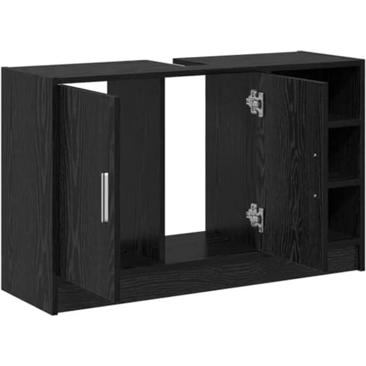 vidaXL Badezimmerschrank mit Tür Schwarz Eichen-Optik 90 x 29 x 55 cm 869211 – Bild 10