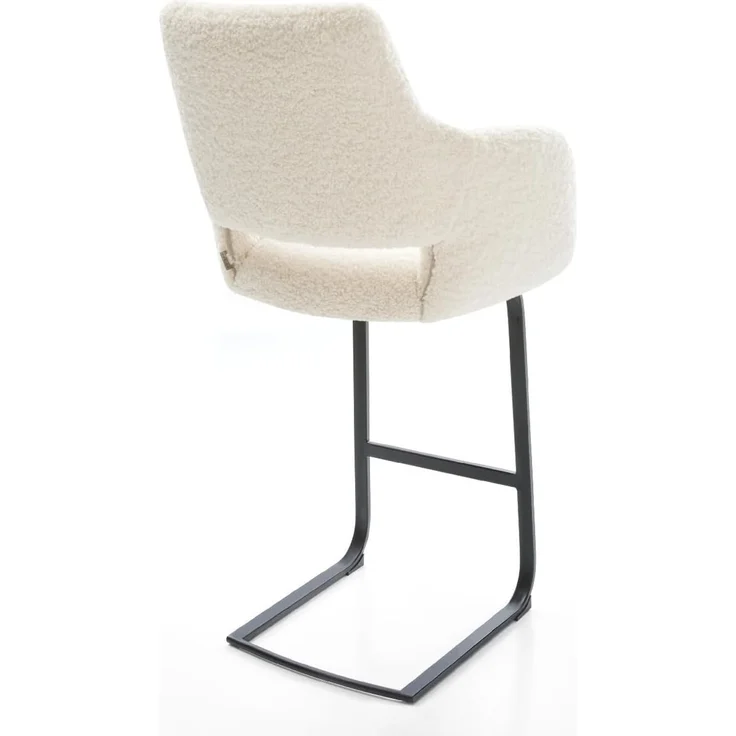 Barstuhl Yago-Flex Teddystoff Beige Freischwinger Flach Metall Schwarz Taschenfederkern – Bild 7
