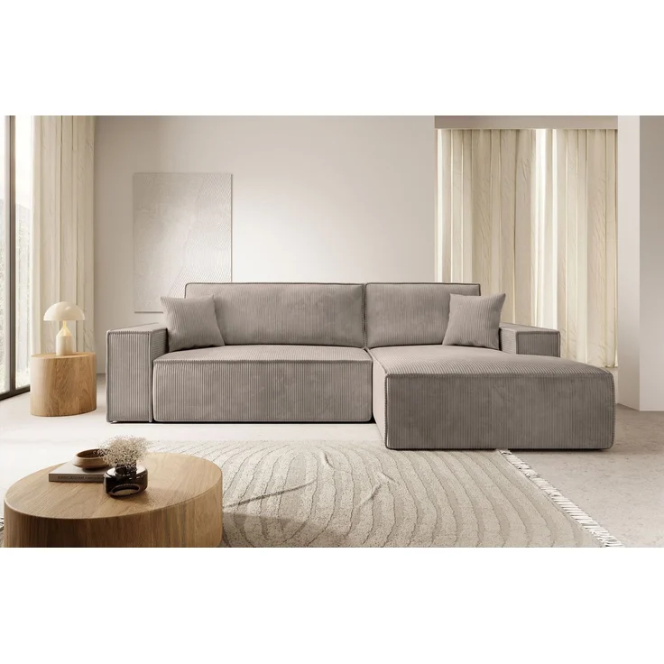 Selsey 'Farese ' Ecksofa mit Cordbezug, Schlaffunktion und Stauraum, Beige, rechts – Bild 2