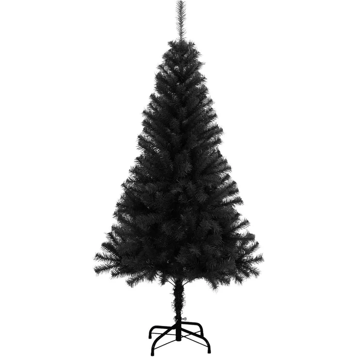 vidaXL Weihnachtsbaum mit LED-Beleuchtung Schwarz 150 cm PVC und Stahl 3396471 – Bild 5