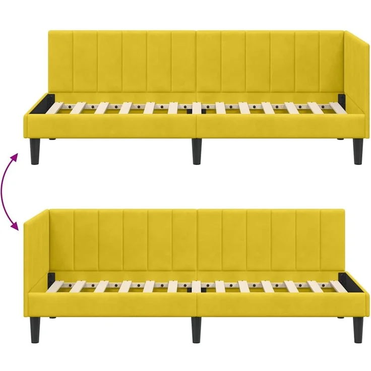 vidaXL Eckbettgestell mit Kopfteil Gelb 80 cm x 200 cm Samt 42016334 – Bild 8