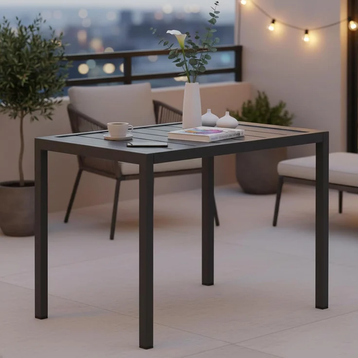 Mucola Gartentisch Aluminium Beistell Balkontisch rechteckig wetterfest Anthrazit Tisch Outdoor hitze- und wetterbeständig Terrassentisch – Bild 4