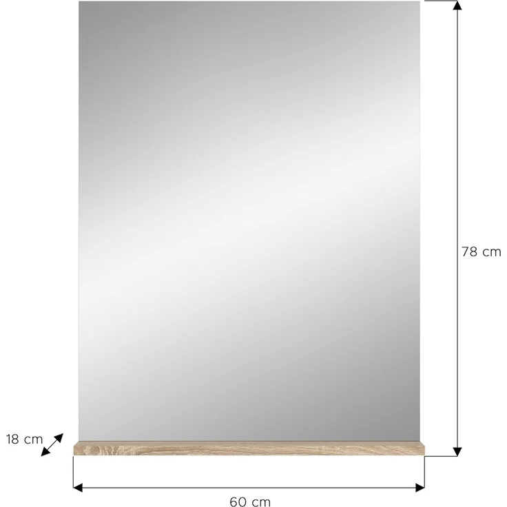 Xonox Lambada Spiegel (B/H/T: 60x79x18 cm) in weiß Hochglanz und Sonoma Eiche hell – Bild 3