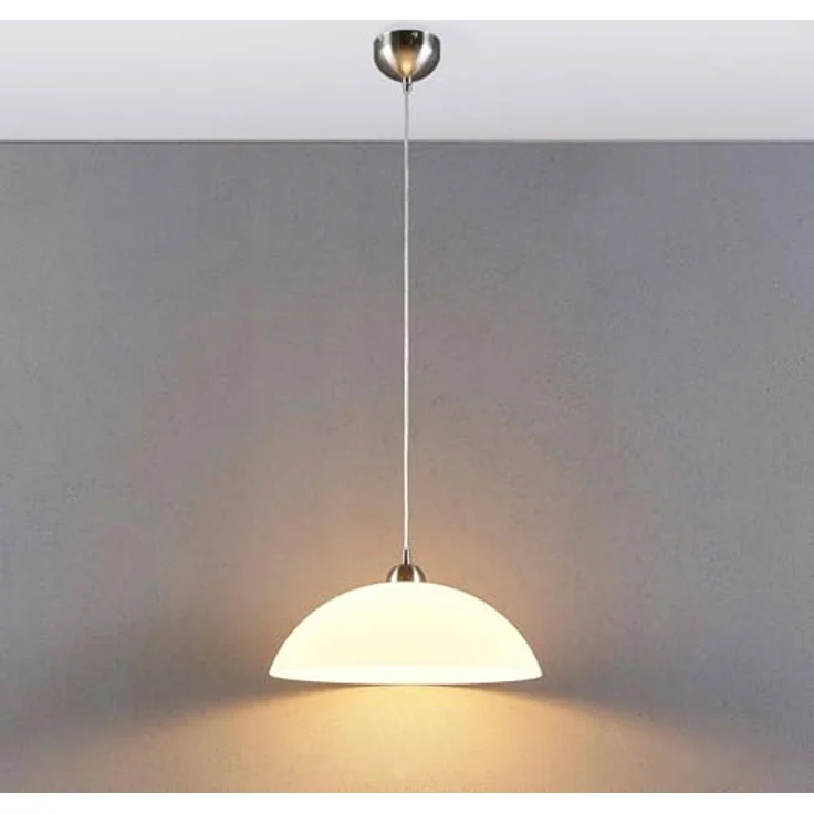 Lindby Hängeleuchte Valeria, Glas, Ø 40 cm, E27, gemütliche Lichtwirkung in Weiß – Bild 4