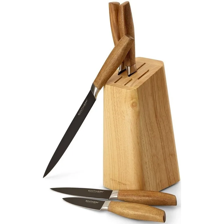 ECHTWERK Messer-Set Classic (Set, 6-tlg), aus hochwertigem Stahl, Messerblock aus Pakkaholz, Black-Edition