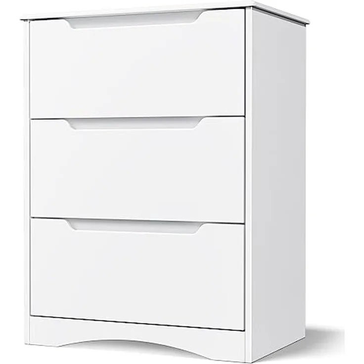 Bealife Kommode weiß, Schlafzimmerkommode mit 3 geräumigen Schubladen, Schrank mit Schubladen mit Kippschutz für Wohnzimmer, Schlafzimmer, Arbeitszimmer und Kinderzimmer, 82 x 60 x 40 cm