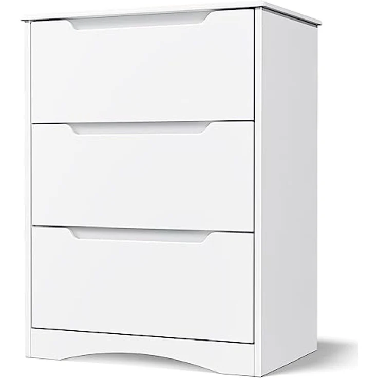 Bealife Kommode weiß, Schlafzimmerkommode mit 3 geräumigen Schubladen, Schrank mit Schubladen mit Kippschutz für Wohnzimmer, Schlafzimmer, Arbeitszimmer und Kinderzimmer, 82 x 60 x 40 cm – Bild 1
