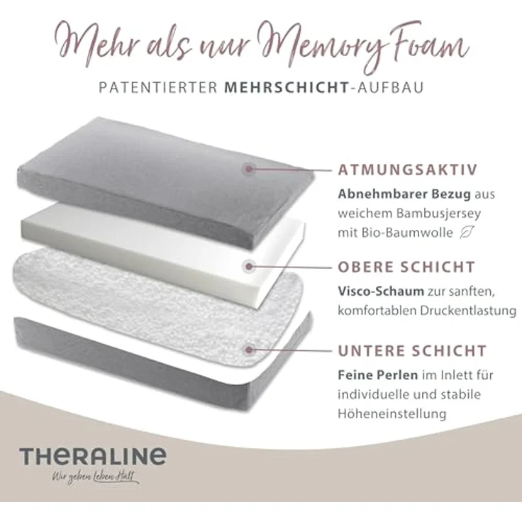 Theraline Kinderkopfkissen Mikroperlen Melange mittelgrau – Bild 4