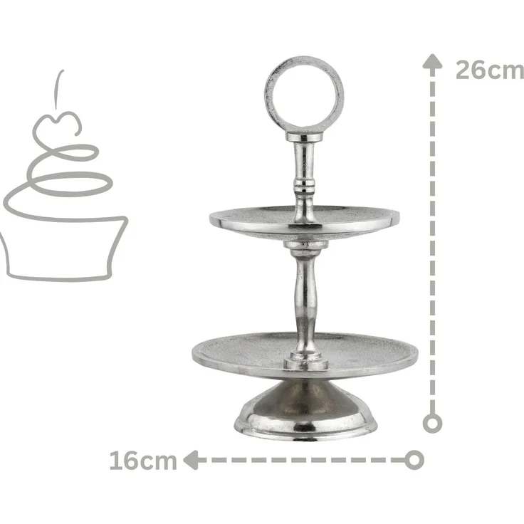 Marrakesch Orient & Mediterran Interior Etagere Etagere Annika 26cm Aluminium Silber 2 Etagen Handarbeit, Aluminium, (1-tlg), Handarbeit – Bild 3