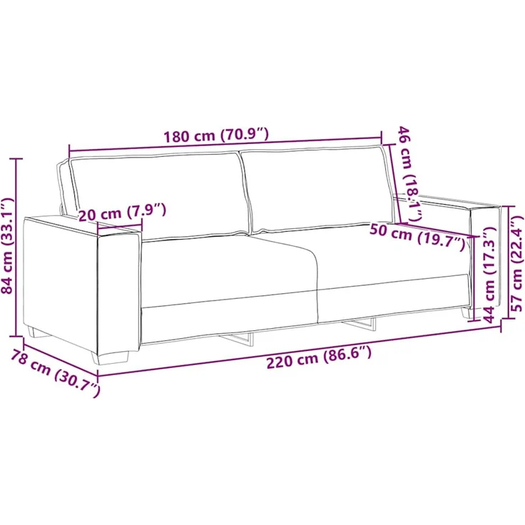 vidaXL 3-Sitzer-Sofa Braun 180 cm Stoff 4104994 – Bild 8