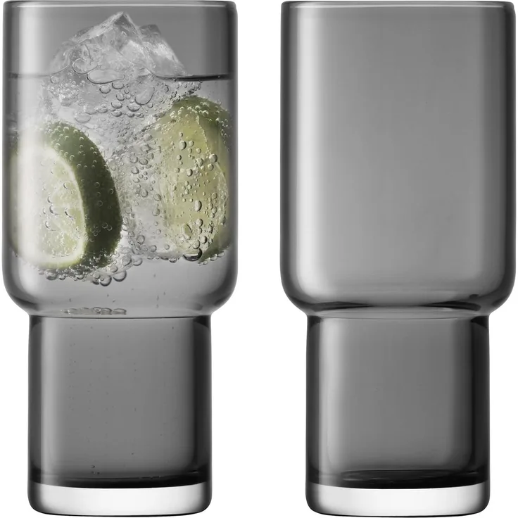 LSA International Utility Highball 390 ml Slate X 2, grau, 8,2 x 8,2 x 15 cm