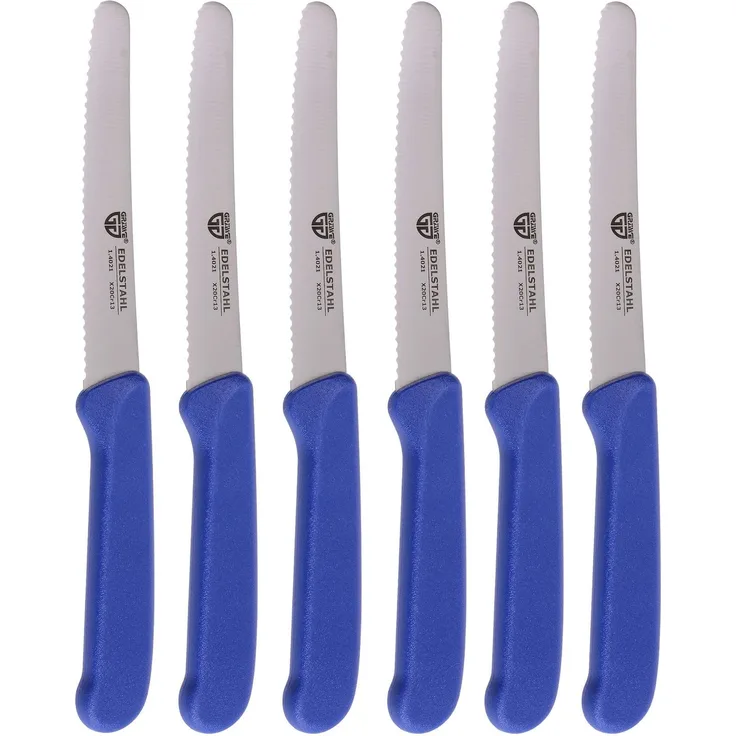 Frühstücksmesser / Brötchenmesser, 6 Stück, blau