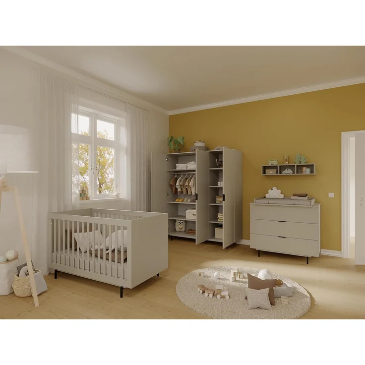 Germania Kleiderschrank 7035-186 GW-Tomino, in Steingrau, gedämpfte Türen, mit Kleiderstange, 158 x 190 x 54 cm (BxHxT) – Bild 7