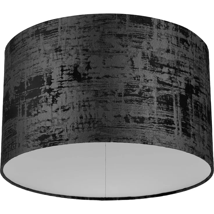 REV - Lampenschirm rund im Vintage-Look aus hochwertiger Baumwolle Durchmesser 42cm - Ersatzlampenschirm für Hängelampe & Stehlampe in Schwarz - E27 Fassung