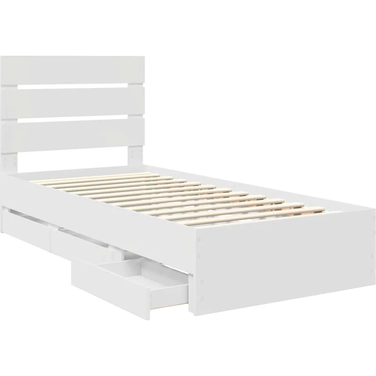 vidaXL Bettrahmen mit Schubladen Weiß 90 x 190 cm Ingenieurs Holz 3411863 – Bild 5