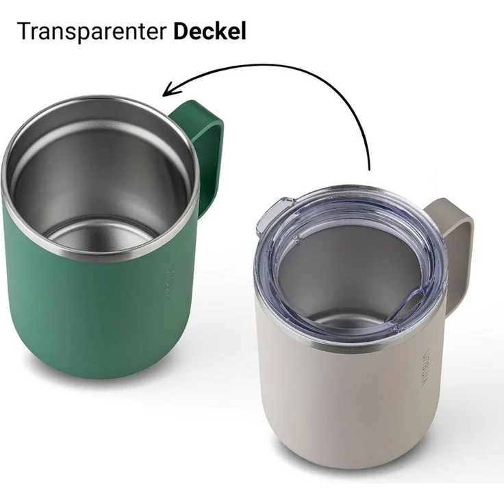 Vinsun Thermobecher Edelstahl Isolierbecher 350ml - Kaffeebecher mit Henkel und Deckel, 2-tlg, Edelstahl, Doppelwandig isoliert, BPA frei, bruchfest, Kalt- und Heißgetränke – Bild 2