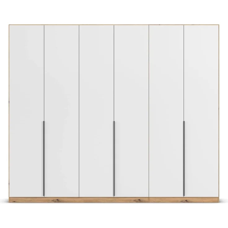 Rauch Möbel Alabama, Kleiderschrank, Garderobenschrank, 6-türig, Zubehör Classic, 3 Kleiderstangen, 9 Einlegeböden, Farbe Weiß/Eiche Artisan, Holz, Griff Grau metallic, 271 x 229 x 54 cm – Bild 8