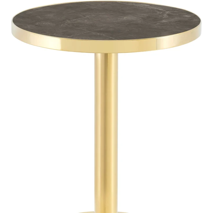 Beistelltisch 59,5cm×59,5cm×73,5cm mit Marmoroptik und Goldrand – runder Tisch aus MDF in Grau-Gold – Bild 5