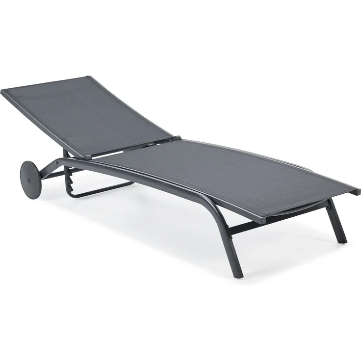 LECO Sonnenliege NELE mit Rollen und 5-fach verstellbarer Rückenlehne, Aluminiumgestell und Kunststoffgewebe anthrazit, 192x71x93 cm – Bild 2