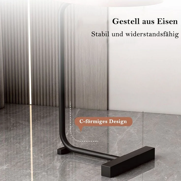 TUWENA Beistelltisch Beistelltisch, Metall Couchtisch, Kleiner Nachttisch, oval 70cm hoch, Kaffeetisch Teetisch Betttisch für Wohnzimmer Bad Bett Sofa und Kaffee – Bild 4