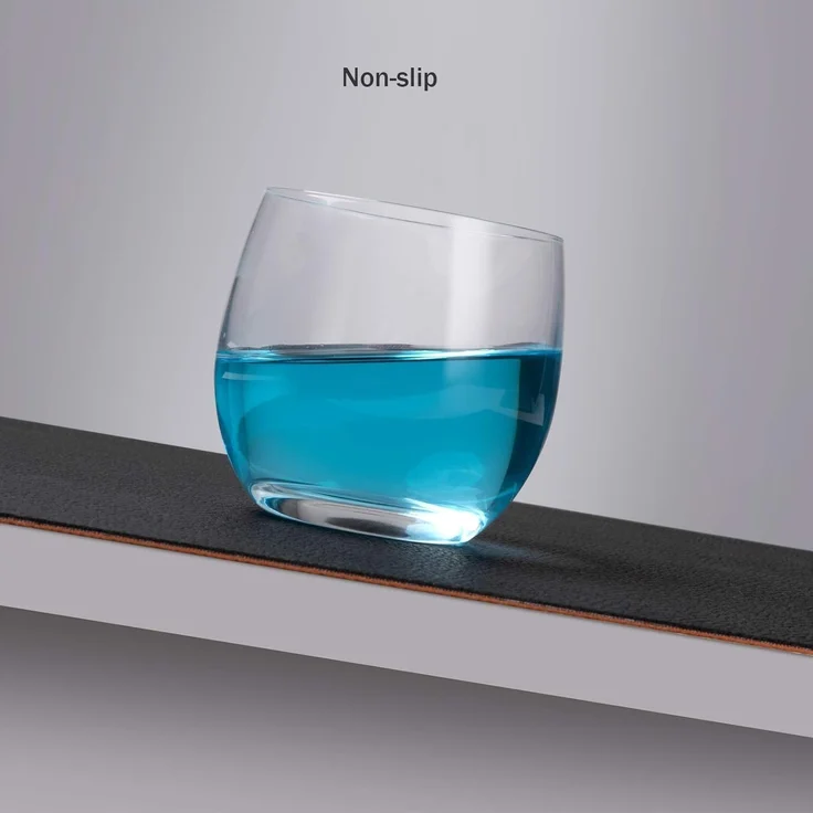 ABC Leder- und Glas-Untersetzer, doppelseitig rutschfest, abwaschbar, wasserdicht, Kunststoff, schwarz und braun – Bild 5