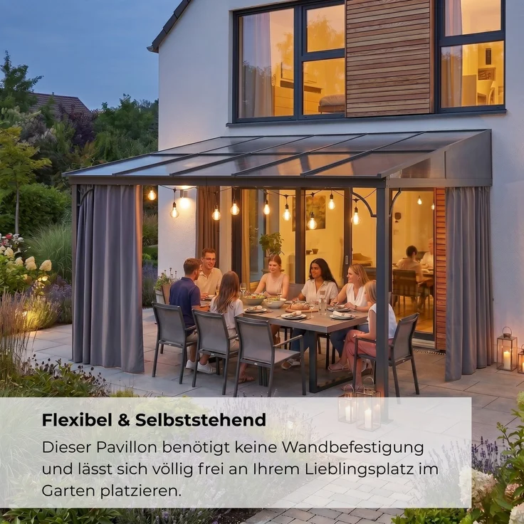 osoltus Alu Pavillon Terrassendach Terrassenüberdachung Toledo Hardtop 3 x 4 m – Bild 4