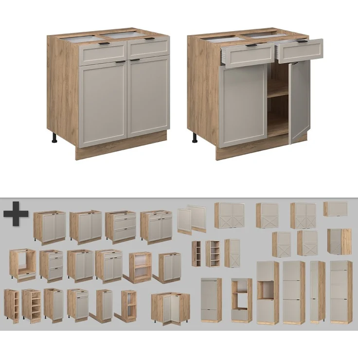 Küchenunterschrank Fame-Line GrauBeige 80 cm , AP Anthrazit Vicco – Bild 5