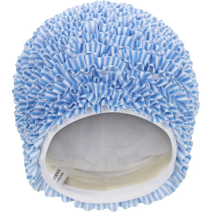 Fashy Badehaube Rüschen Aqua Blau Weiß 3449-59 Damen Badekappe Rüschenbadehaube – Bild 1