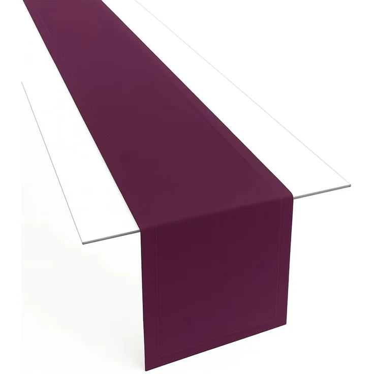 Tischläufer aus Minimate Gewebe. Modern, glatt, breiter Saum, bügelfrei, strapazierfähig, waschbar bis 60°C, trocknergeeignet. Küche und Wohnzimmer. Größe und Farbe wählbar. (Aubergine, 40x180)