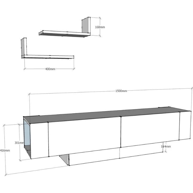 Calicosy TV-Schrank 2 Türen Nussbaum und Weiß Dekor L150 cm - MATERA - Dunkles Holz – Bild 3