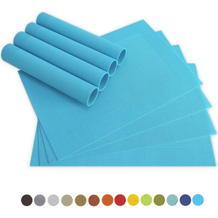 matches21 HOME & HOBBY Platzset Tischsets BORDA 8er Set Türkis-blau als Tischuntersetzer, (8-St), Abwaschbare Platzsets als Tischunterlagen für Ess-Tisch Tisch-Deko – Bild 1
