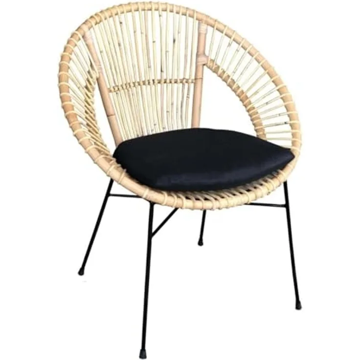 Rattan Sessel Zora mit Kissen Esszimmer Küche Stuhl stapelbar Relax Rattansessel
