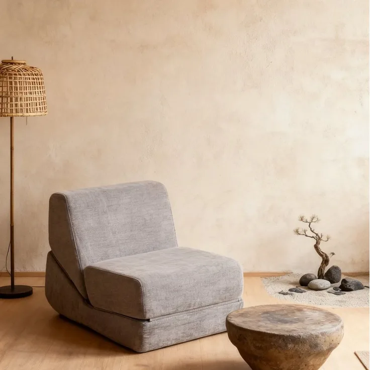 OKWISH Sofa Loungesofa, Klappbares Schlafsofa, Umwandelbare Mini Lounge Couch aus Schaumstoff, 3-fach faltbar, ideal als Chaiselongue für kleine Räume
