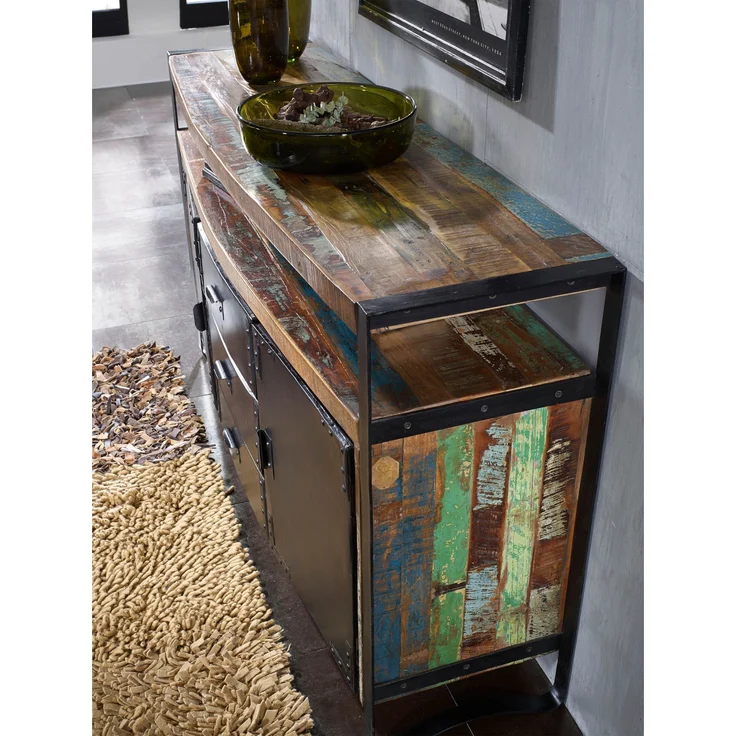 Sideboard Altholz 150x43x90 mehrfarbig lackiert INDUSTRIAL #06 – Bild 2