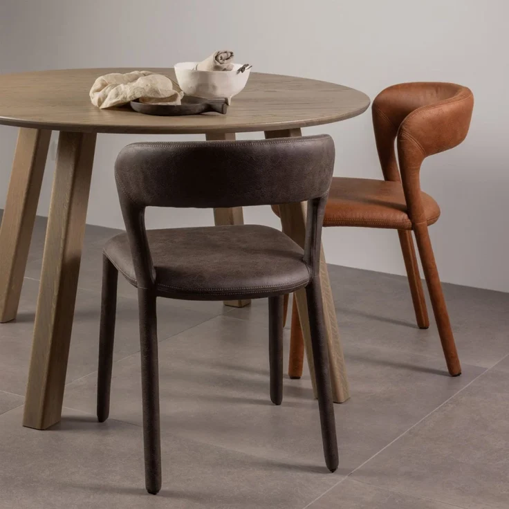 Esszimmerstuhl Noble in Lederoptik, modern gepolstert, cognacbraun, komfortables Design – Bild 7