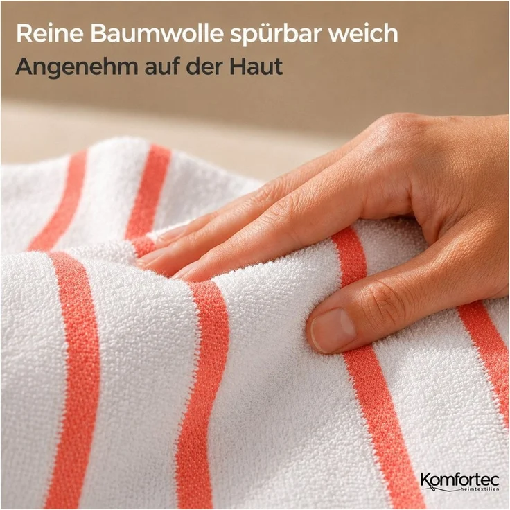 Komfortec Strandtuch 100x180 cm aus Baumwolle, Unifarben (1-St) – Bild 4