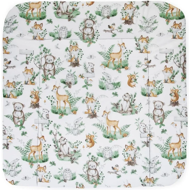 Balbina® Wickelunterlage Wickeltischauflage Wickelauflage baumwolle 60x70 I Tiere in Blättern – Bild 1