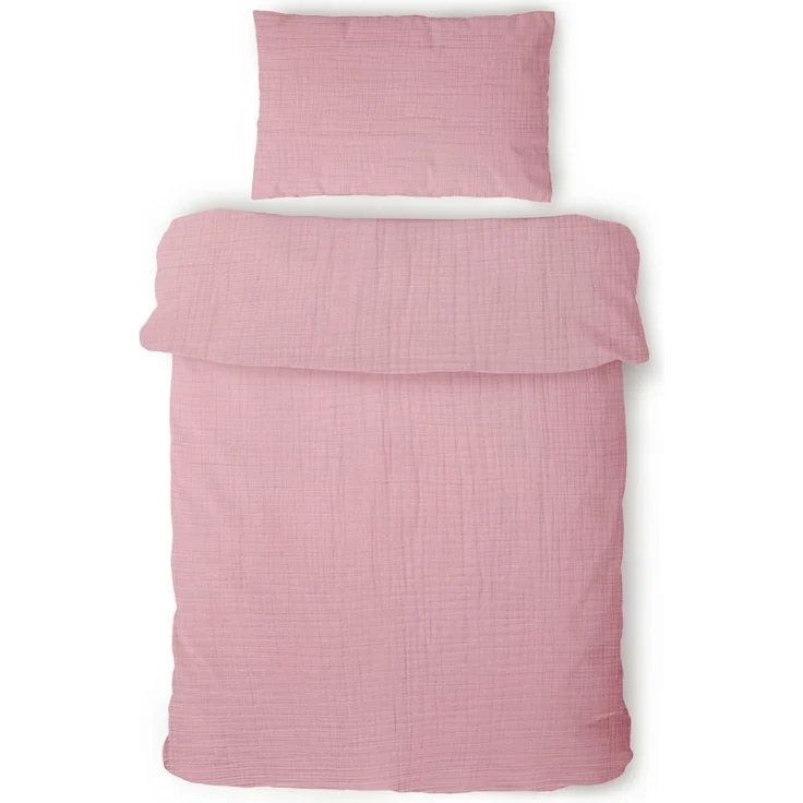 Laynenburg Kinderbettwäsche Musselin 2 teilig aus 100% Baumwolle in 100x135 cm + 40x60 cm, atmungsaktiv & bügelfrei – 3 lagig mit Reißverschluss & Haltebändern – Bild 5