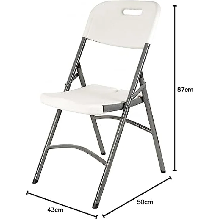 Aranaz Klappstuhl | Metall und Polyethylen | ideal für den Innen- und Außenbereich des Hauses | Stühle für Garten, Terrasse, Familienveranstaltungen | Farbe: Weiß | 43 x 50 x 87 cm – Bild 9