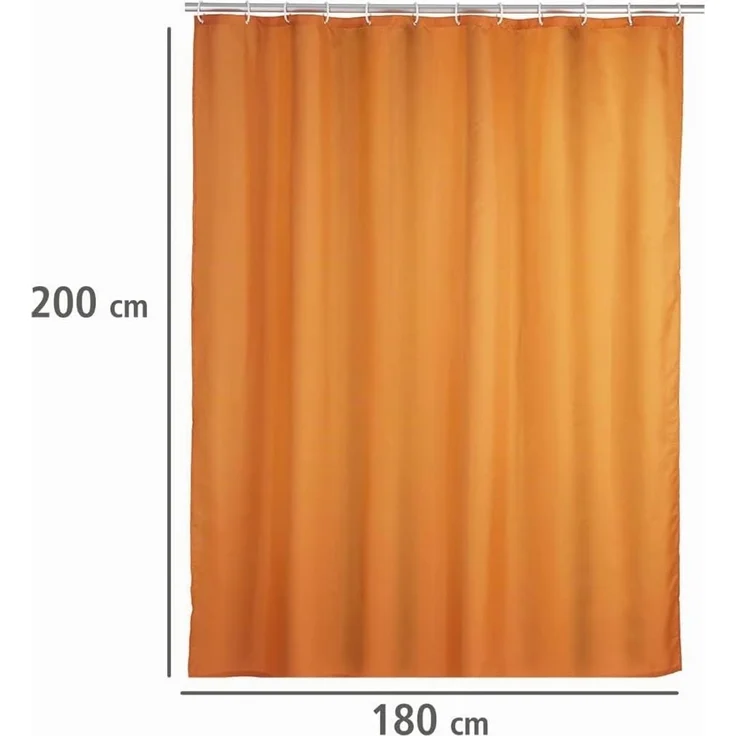 WENKO UNI Duschvorhang 180 x 200 cm, Orange, waschbar – Bild 9