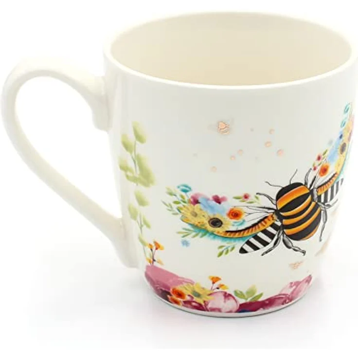 Dekohelden24 Tasse 2er Set Kaffeebecher Kaffeetasse aus Porzellan - Motiv: Biene und, Porzellan – Bild 8
