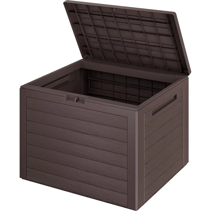 Casaria Auflagenbox Lille - braun (1 St), 190L UV-beständig Griffmulden Verschließbar Balkon Holz-Optik Braun