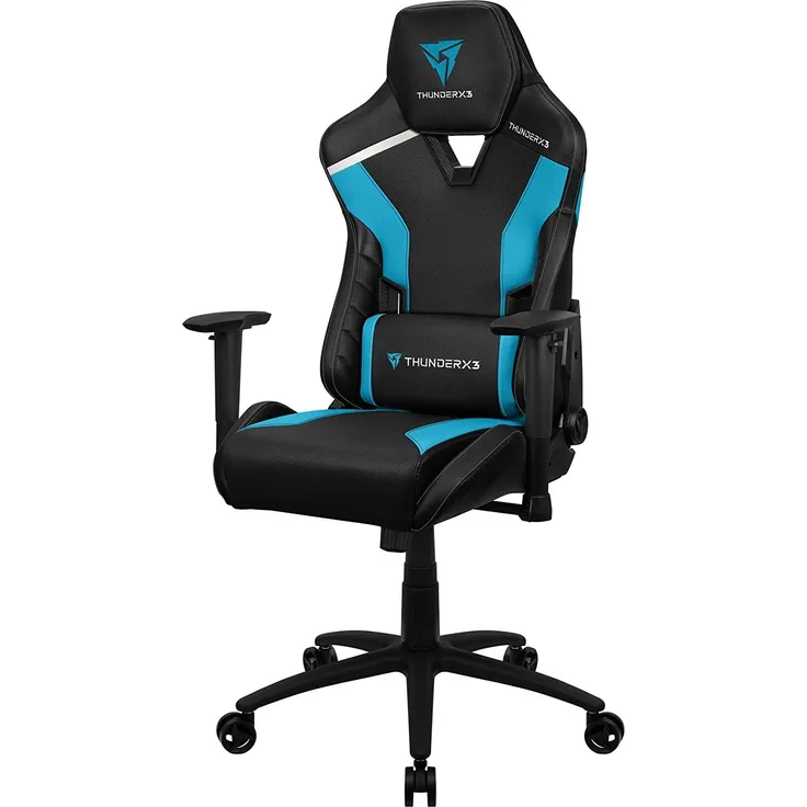 ThunderX3 TC3BB, Ergonomischer Gaming-Stuhl, gepolsterte Sitzkissen, Air Tech, blau, Large