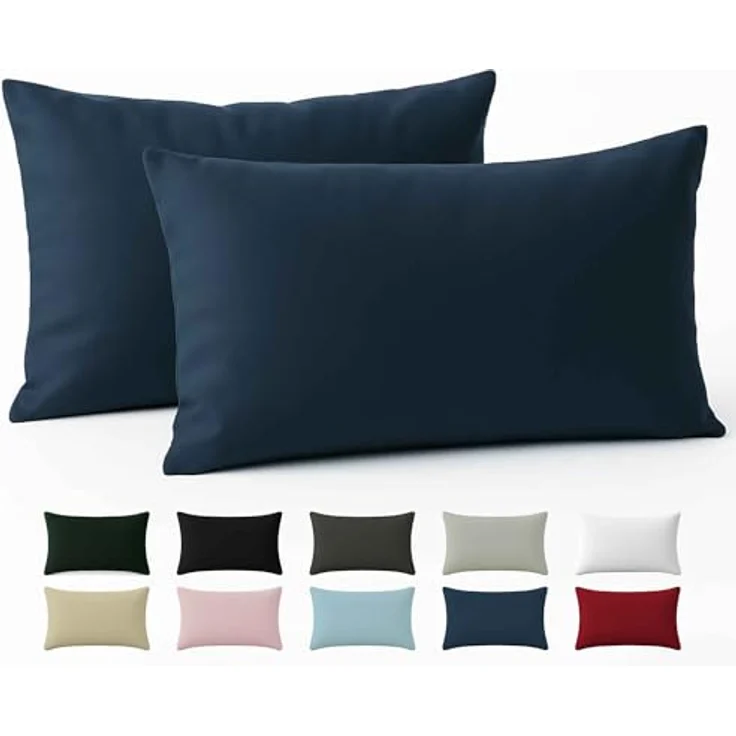 Dreamzie Kissenbezug 50x70 Renforcé Baumwolle (2er-Set) - Dunkelblau - Dicht gewebt mit 57 Fäden/cm² - Kissenbezug 70x50 cm - Oeko Tex Zertifiziert – Bild 2
