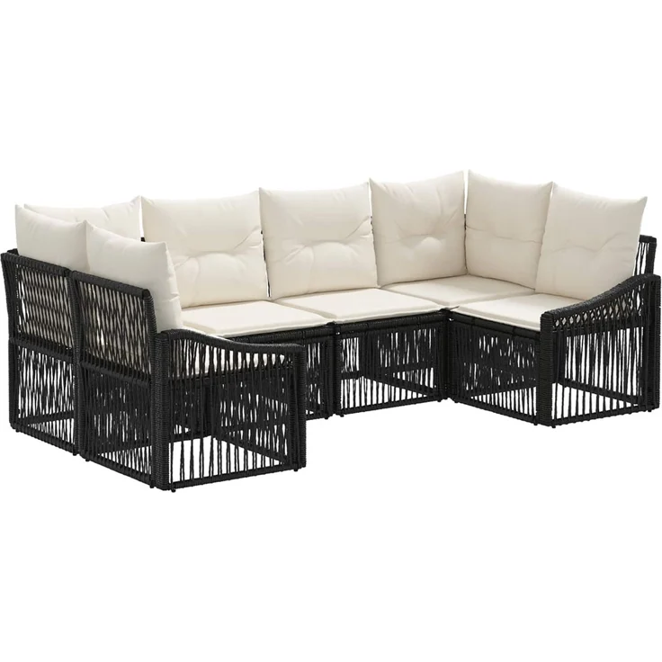 vidaXL Gartensofa-set 6 stk. 6-Sitzer Schwarz Poly-Rattan 3436102 – Bild 2