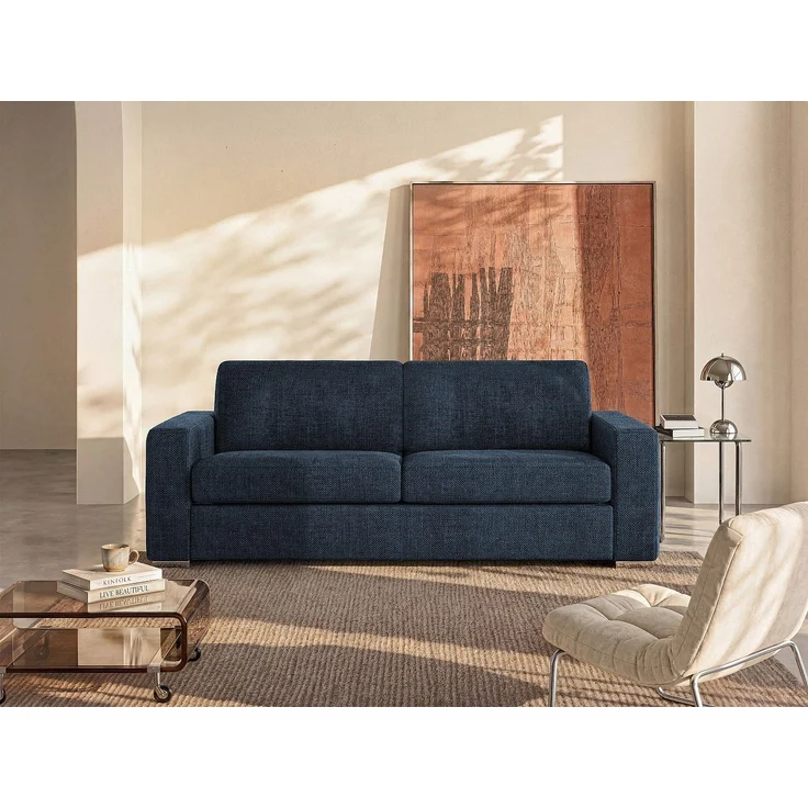Vente-unique - CALITO - Schlafsofa - Plastik - Kunststoff (PVC), Metall - Blau - 214 x 223 x 85 cm – Bild 2