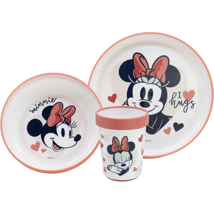 Disney Minnie Mouse Kindergeschirr Set 3-teilig – Rutschfestes Ess-Set mit Teller, Schüssel & Becher – Bild 1