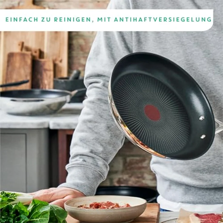 Jamie Oliver by Tefal Cook's Direct On Bratpfanne 20 cm, Antihaft, Induktionstauglich, Backofenfest, Edelstahl, Genieteter Griff, E3040244 – Bild 3