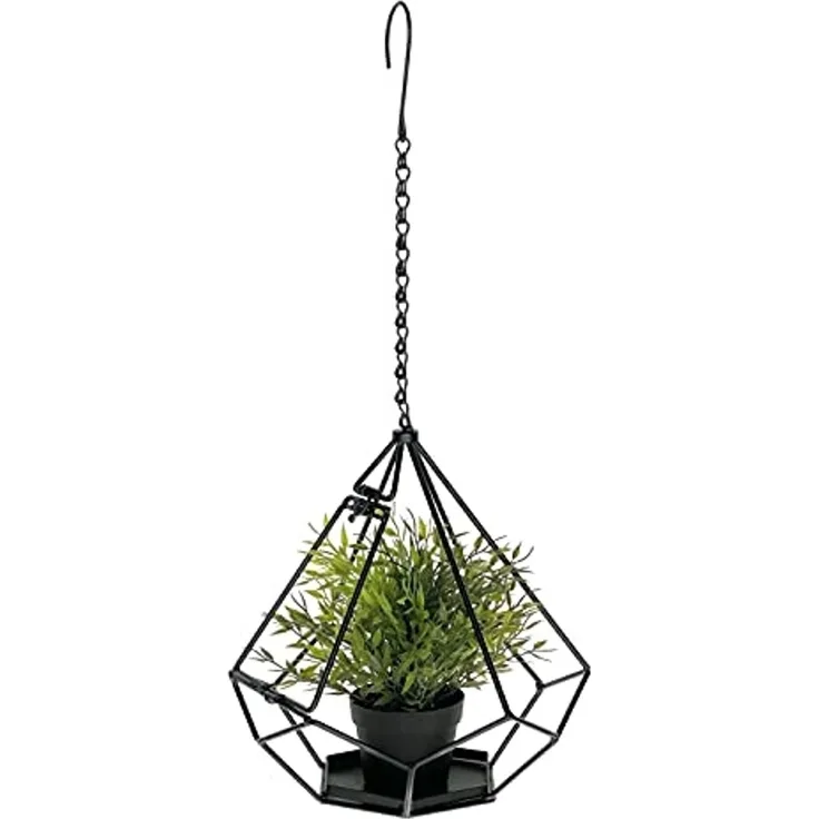 DanDiBo Blumenampel Innen Metall Wand Hängepflanzen 64 cm 96075 S mit Tür 6 Ecken Pflanzenhänger Blumenhänger Topfhänger Blumen Blumentopfhänger Hängetopf