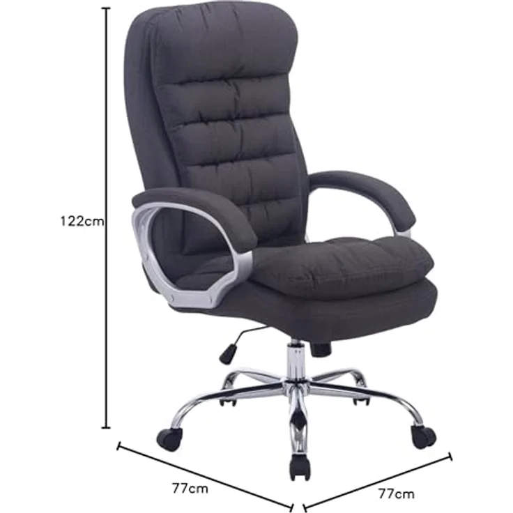 TPFLiving XXL Bürostuhl Vancom, Dunkelgrau, 235 kg Belastbarkeit, ergonomisch, drehbar, Stoffbezug, 77x122x77 cm – Bild 2